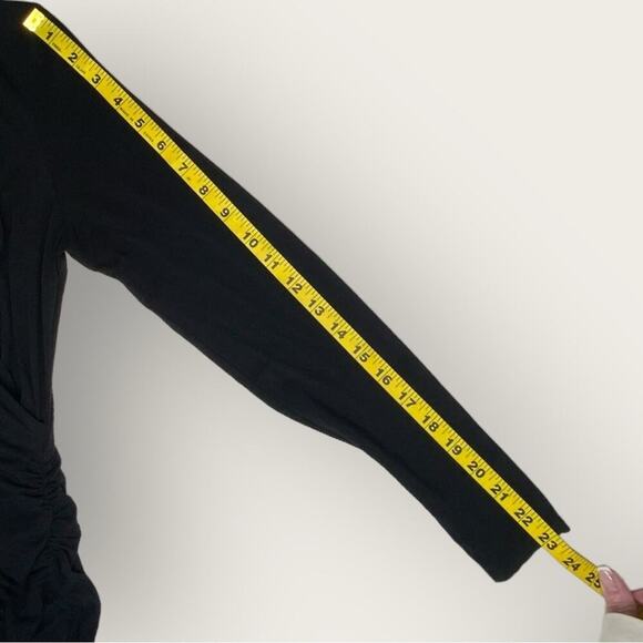 NWT | Krisa | Surplice Long Sleeve Asymmetrical Midi | Black | Medium - Picture 15 of 16